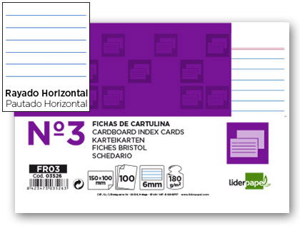 100 fichas Liderpapel rayadas nº3 100x150mm.